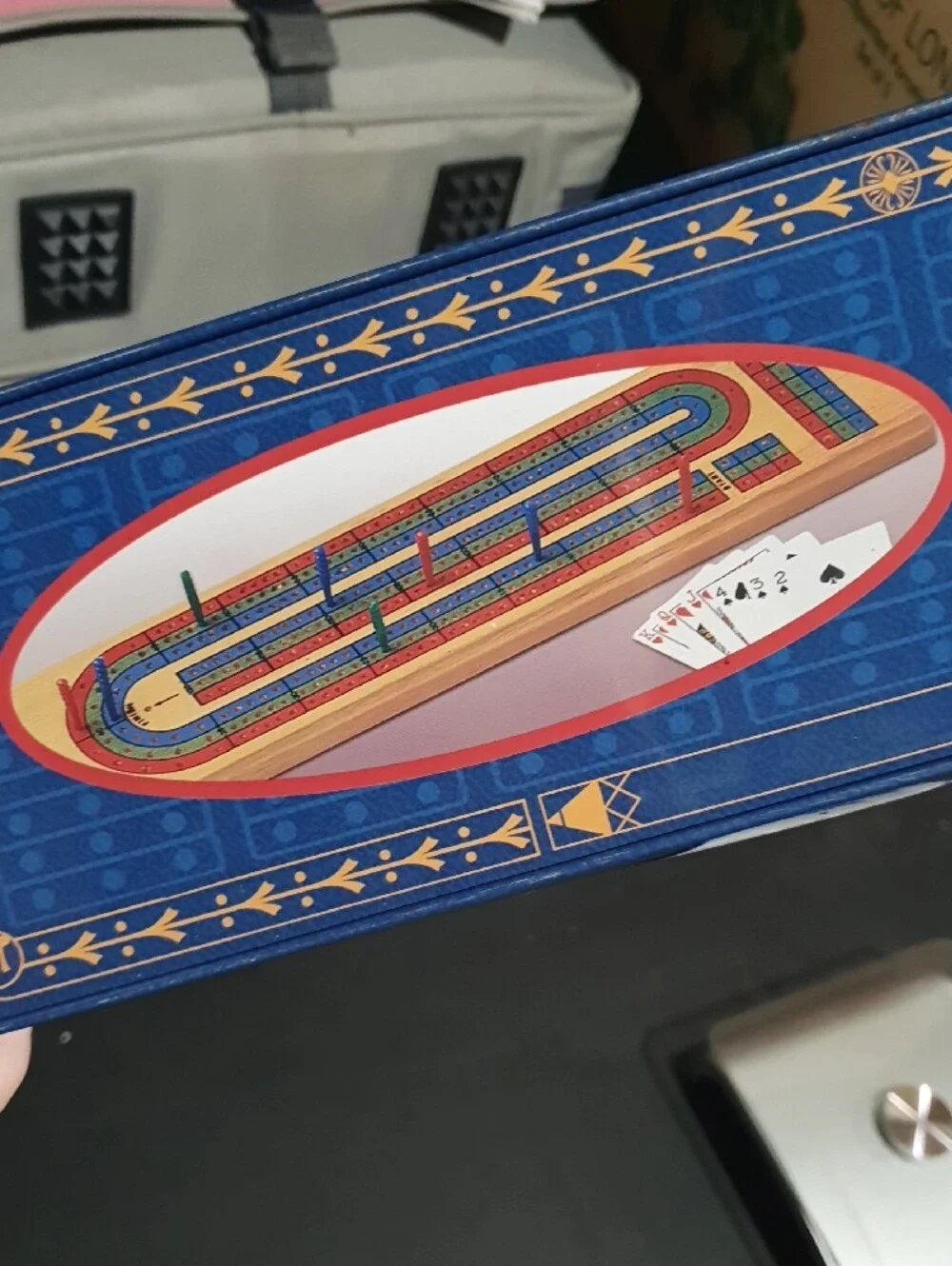 Deluxe Cribbage Set - Blue Solid Wood Box